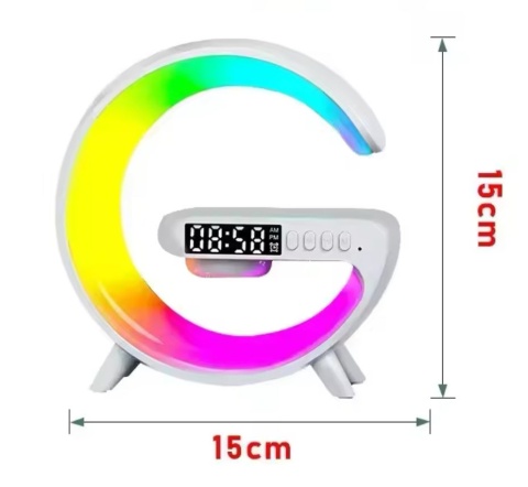 Głośnik Bezprzewodowy Lampka RGB Bluetooth Budzik Ładowarka Bezprzewodowa Zegar ASATO®