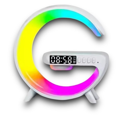Głośnik Bezprzewodowy Lampka RGB Bluetooth Budzik Ładowarka Bezprzewodowa Zegar ASATO®