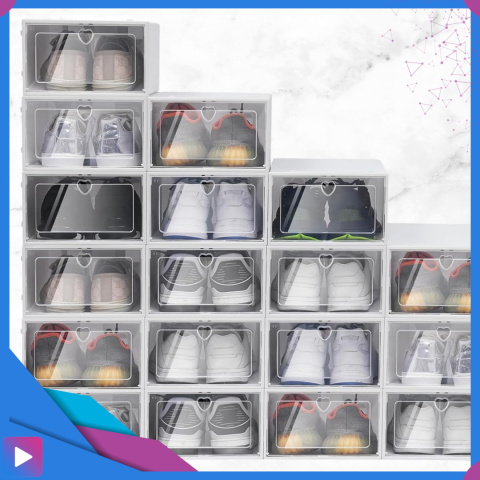 10x Pudełka na Buty Plastikowe Składane Wytrzymałe do Szafy na Korytarz Premium 10x Pudełka na Buty Plastikowe Składane Wytrzymałe do Szafy na Korytarz Premium