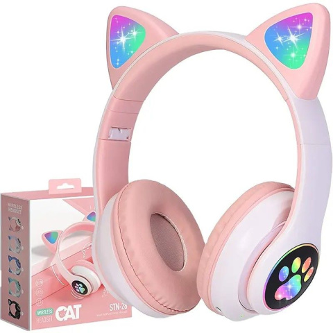 Słuchawki Kocie Uszy dla Dzieci Bluetooth BEZPRZEWODOW Różowe i Czarne Słuchawki Kocie Uszy dla Dzieci Bluetooth BEZPRZEWODOW Różowe i Czarne