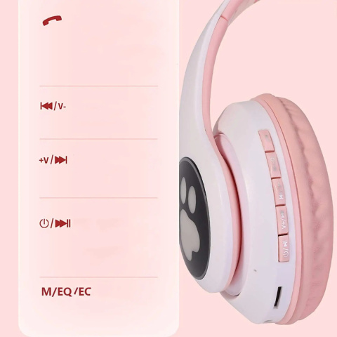 Słuchawki Kocie Uszy dla Dzieci Bluetooth BEZPRZEWODOW Różowe i Czarne Słuchawki Kocie Uszy dla Dzieci Bluetooth BEZPRZEWODOW Różowe i Czarne