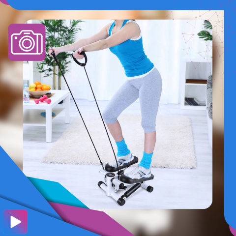 Stepper Skrętny z Linkami Steper Do Ćwiczeń z Linkami Ekspanderami + licznik LCD