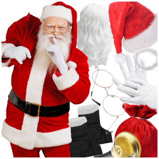 Strój Świętego Św. Mikołaja 14 elementów Santa Claus Premium Gwiazdor