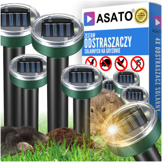 Odstraszacz Na Krety Gryzonie Nornicec ASATO® - Solarny Zestaw 4 szt. - Zasięg 3400m² - IP44 Wodoodporny