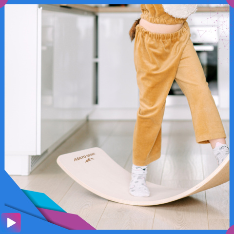 Deska Do Balansowania Montessori ASATO® Drewniana Dla Dzieci z Filcem do 200kg - CE Deska Do Balansowania Montessori ASATO® Drewniana Dla Dzieci z Filcem do 200kg - CE