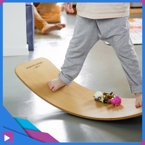 Deska Do Balansowania Montessori ASATO® Drewniana Dla Dzieci z Filcem do 200kg - CE Deska Do Balansowania Montessori ASATO® Drewniana Dla Dzieci z Filcem do 200kg - CE