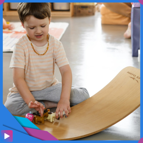 Deska Do Balansowania Montessori ASATO® Drewniana Dla Dzieci z Filcem do 200kg - CE Deska Do Balansowania Montessori ASATO® Drewniana Dla Dzieci z Filcem do 200kg - CE