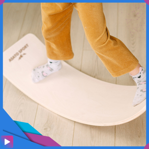 Deska Do Balansowania Montessori ASATO® Drewniana Dla Dzieci z Filcem do 200kg - CE Deska Do Balansowania Montessori ASATO® Drewniana Dla Dzieci z Filcem do 200kg - CE