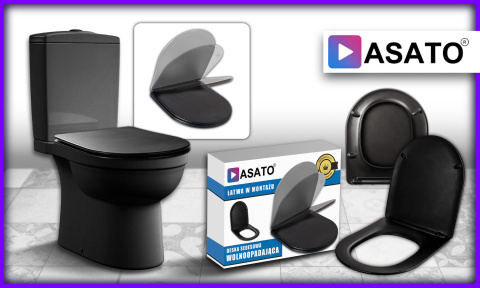 Deska Sedesowa Wolnoopadająca Czarna Duroplast ASATO® 0041-4 Antybakteryjna Twarda - Uniwersalna 42x36cm Czarna Deska Sedesowa Wolnoopadająca Czarna Duroplast ASATO® 0041-4 Antybakteryjna Twarda - Uniwersalna 42x36cm Czarna