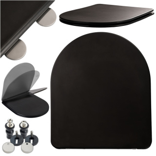 Deska Sedesowa Wolnoopadająca Czarna Duroplast ASATO® 0041-4 Antybakteryjna Twarda - Uniwersalna 42x36cm Czarna