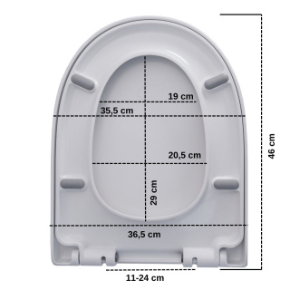 Deska Sedesowa Wolnoopadająca ASATO® 0041-5 Biała Duroplast Antybakteryjna - Uniwersalna 46x36,5cm Cersanit/Koło/Roca