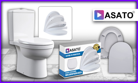 Deska Sedesowa Wolnoopadająca ASATO® 0041-5 Biała Duroplast Antybakteryjna - Uniwersalna 46x36,5cm Cersanit/Koło/Roca Deska Sedesowa Wolnoopadająca ASATO® 0041-5 Biała Duroplast Antybakteryjna - Uniwersalna 46x36,5cm Cersanit/Koło/Roca