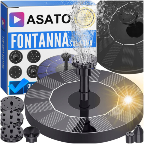 Fontanna Solarna Pływająca do Oczka Wodnego ASATO® - 6 Dysz Natryskowe - Z Filtrem - Strumień 60 cm Fontanna Solarna Pływająca do Oczka Wodnego ASATO® - 6 Dysz Natryskowe - Z Filtrem - Strumień 60 cm