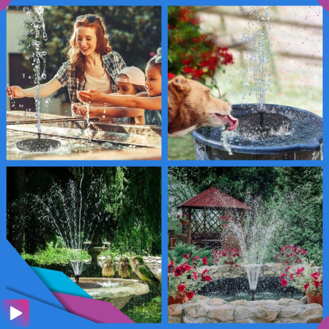 Fontanna Solarna Pływająca do Oczka Wodnego ASATO® - 6 Dysz Natryskowe - Z Filtrem - Strumień 60 cm Fontanna Solarna Pływająca do Oczka Wodnego ASATO® - 6 Dysz Natryskowe - Z Filtrem - Strumień 60 cm