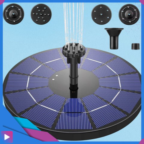 Fontanna Solarna Pływająca do Oczka Wodnego ASATO® - 6 Dysz Natryskowe - Z Filtrem - Strumień 60 cm Fontanna Solarna Pływająca do Oczka Wodnego ASATO® - 6 Dysz Natryskowe - Z Filtrem - Strumień 60 cm