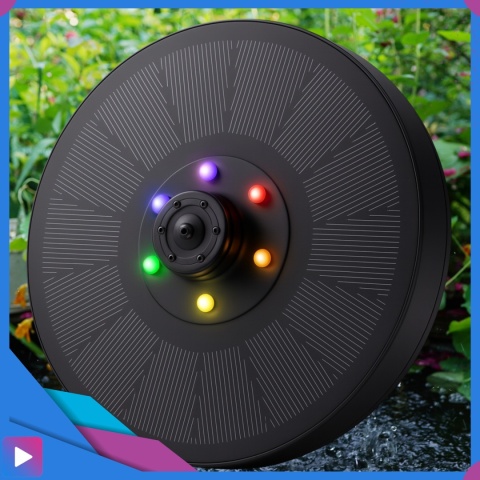 Fontanna Solarna Pływająca LED RGB Do Oczek i Stawów 6 Dysz Napowietrzanie Wody ASATO®