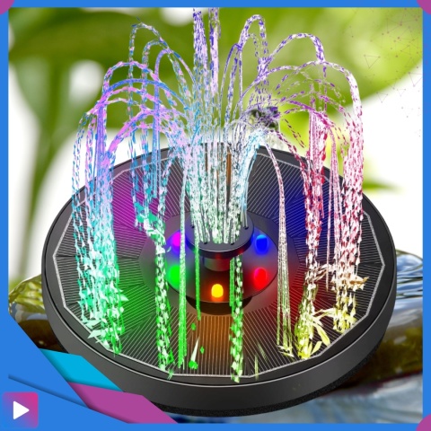 Fontanna Solarna Pływająca LED RGB Do Oczek i Stawów 6 Dysz Napowietrzanie Wody ASATO®