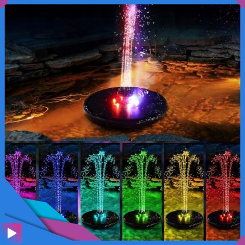 Fontanna Solarna Pływająca LED RGB Do Oczek i Stawów 6 Dysz Napowietrzanie Wody ASATO®