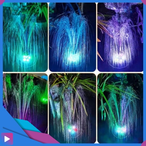 Fontanna Solarna Pływająca LED RGB Do Oczek i Stawów 6 Dysz Napowietrzanie Wody ASATO®