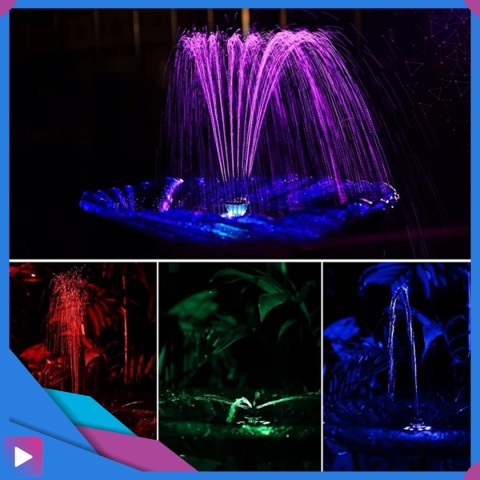 Fontanna Solarna Pływająca LED RGB Do Oczek i Stawów 6 Dysz Napowietrzanie Wody ASATO®