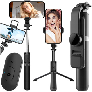 Kijek do Selfie Stick z Lampą LED Statyw Tripod + Pilot Bluetooth