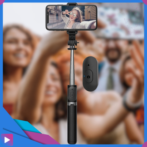 Kijek do Selfie Stick z Lampą LED Statyw Tripod + Pilot Bluetooth Kijek do Selfie Stick z Lampą LED Statyw Tripod + Pilot Bluetooth