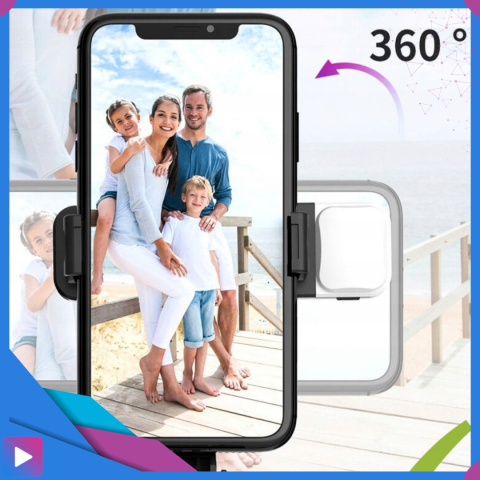 Kijek do Selfie Stick z Lampą LED Statyw Tripod + Pilot Bluetooth Kijek do Selfie Stick z Lampą LED Statyw Tripod + Pilot Bluetooth