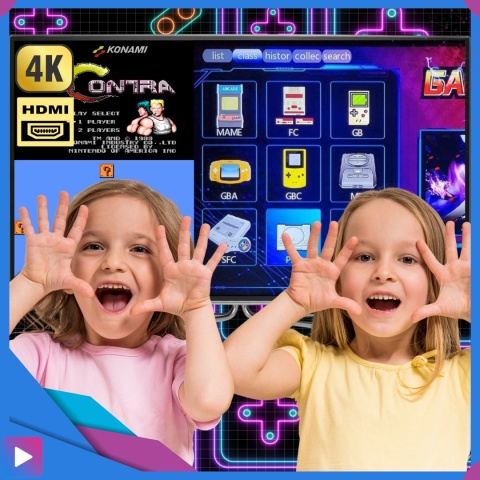 Konsola Retro 10000 Gier 4K HDMI 2 Bezprzewodowe Pady Obsługa 9 Konsol Plug & Play Przenośna ASATO®