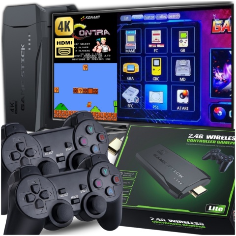 Konsola Retro 10000 Gier 4K HDMI 2 Bezprzewodowe Pady Obsługa 9 Konsol Plug & Play Przenośna ASATO®