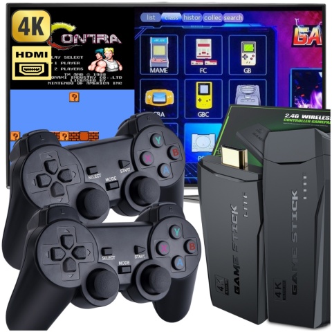 Konsola Retro 10000 Gier 4K HDMI 2 Bezprzewodowe Pady Obsługa 9 Konsol Plug & Play Przenośna ASATO®