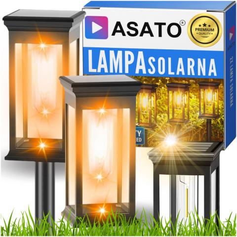 2x Lampa Solarna Ogrodowa Wbijana ASATO® - Czujnik Zmierzchu - Bateria 500 mAh - 60cm Wysoka 2x Lampa Solarna Ogrodowa Wbijana ASATO® - Czujnik Zmierzchu - Bateria 500 mAh - 60cm Wysoka