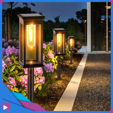 2x Lampa Solarna Ogrodowa Wbijana ASATO® - Czujnik Zmierzchu - Bateria 500 mAh - 60cm Wysoka 2x Lampa Solarna Ogrodowa Wbijana ASATO® - Czujnik Zmierzchu - Bateria 500 mAh - 60cm Wysoka