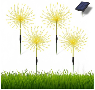 Lampa Solarna Ogrodowa ASATO® - Dmuchawiec 4szt - 120 LED Ciepłe Światło - Wbijana IP65