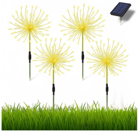 Lampa Solarna Ogrodowa ASATO® - Dmuchawiec 4szt - 120 LED Ciepłe Światło - Wbijana IP65 Lampa Solarna Ogrodowa ASATO® - Dmuchawiec 4szt - 120 LED Ciepłe Światło - Wbijana IP65