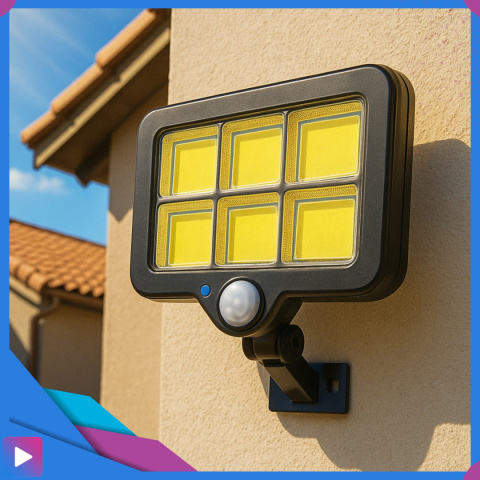 Lampa Solarna z Czujnikiem Ruchu 120 LED ASATO® - Oddzielny Panel z Kablem 480cm - Pilot - 800lm IP64 Lampa Solarna z Czujnikiem Ruchu 120 LED ASATO® - Oddzielny Panel z Kablem 480cm - Pilot - 800lm IP64