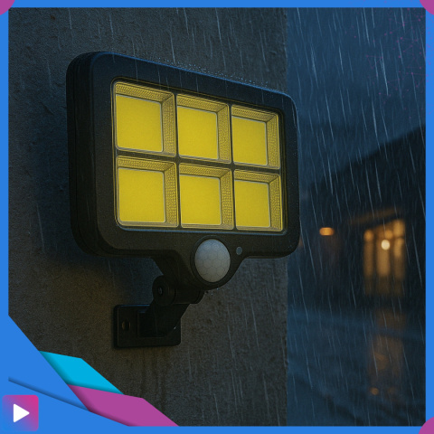 Lampa Solarna z Czujnikiem Ruchu 120 LED ASATO® - Oddzielny Panel z Kablem 480cm - Pilot - 800lm IP64 Lampa Solarna z Czujnikiem Ruchu 120 LED ASATO® - Oddzielny Panel z Kablem 480cm - Pilot - 800lm IP64