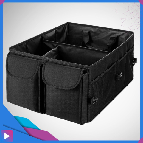 Torba Organizer Do Bagażnika do Samochodu ASATO® - 3 Przegrody Usztywniane - Składany - 54x38x25,5cm Torba Organizer Do Bagażnika do Samochodu ASATO® - 3 Przegrody Usztywniane - Składany - 54x38x25,5cm