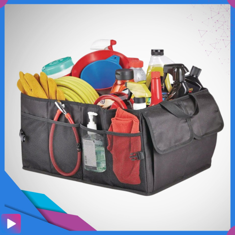 Torba Organizer Do Bagażnika do Samochodu ASATO® - 3 Przegrody Usztywniane - Składany - 54x38x25,5cm Torba Organizer Do Bagażnika do Samochodu ASATO® - 3 Przegrody Usztywniane - Składany - 54x38x25,5cm