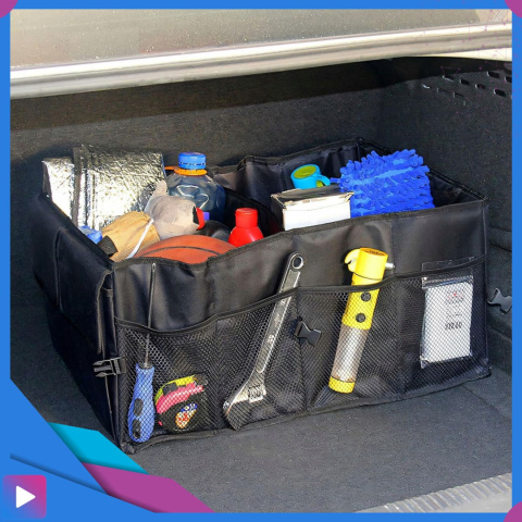Torba Organizer Do Bagażnika do Samochodu ASATO® - 3 Przegrody Usztywniane - Składany - 54x38x25,5cm Torba Organizer Do Bagażnika do Samochodu ASATO® - 3 Przegrody Usztywniane - Składany - 54x38x25,5cm