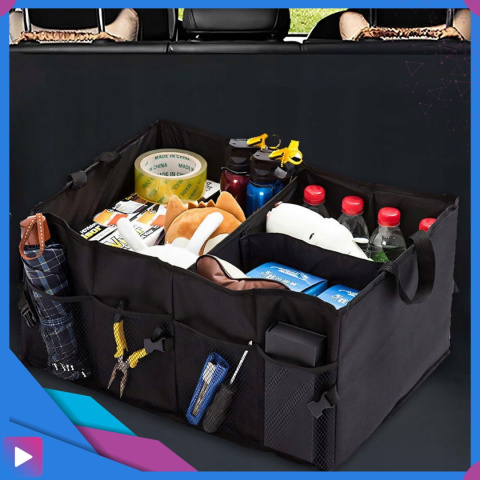 Torba Organizer Do Bagażnika do Samochodu ASATO® - 3 Przegrody Usztywniane - Składany - 54x38x25,5cm Torba Organizer Do Bagażnika do Samochodu ASATO® - 3 Przegrody Usztywniane - Składany - 54x38x25,5cm