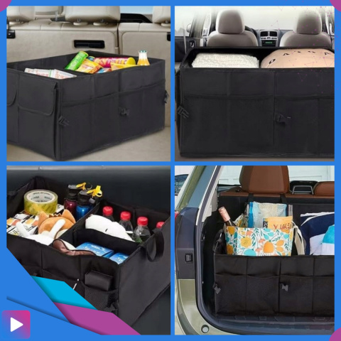 Torba Organizer Do Bagażnika do Samochodu ASATO® - 3 Przegrody Usztywniane - Składany - 54x38x25,5cm Torba Organizer Do Bagażnika do Samochodu ASATO® - 3 Przegrody Usztywniane - Składany - 54x38x25,5cm