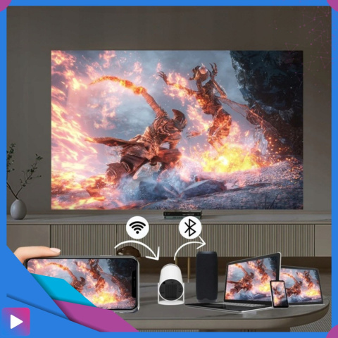 Projektor Smart Mini ASATO® - Android TV WiFi Bluetooth 5.0 - HD 720p 4K Ready - Ekran 150'' Projektor Smart Mini ASATO® - Android TV WiFi Bluetooth 5.0 - HD 720p 4K Ready - Ekran 150''