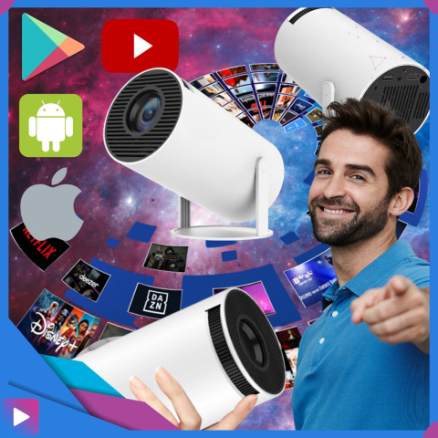 Projektor Smart Mini ASATO® - Android TV WiFi Bluetooth 5.0 - HD 720p 4K Ready - Ekran 150'' Projektor Smart Mini ASATO® - Android TV WiFi Bluetooth 5.0 - HD 720p 4K Ready - Ekran 150''