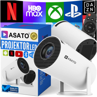 Projektor Smart Mini ASATO® - Android TV WiFi Bluetooth 5.0 - HD 720p 4K Ready - Ekran 150''