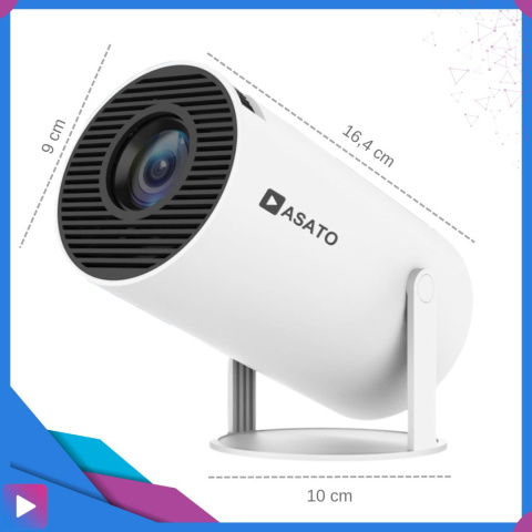 Projektor Smart Mini ASATO® - Android TV WiFi Bluetooth 5.0 - HD 720p 4K Ready - Ekran 150'' Projektor Smart Mini ASATO® - Android TV WiFi Bluetooth 5.0 - HD 720p 4K Ready - Ekran 150''