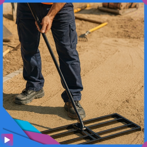 Ręczny Niwelator Terenu Trawnika 90cm Stalowy Do Równania Piaskowania Ogrodowy ASATO®