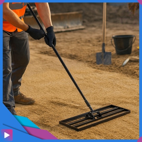 Ręczny Niwelator Terenu Trawnika 90cm Stalowy Do Równania Piaskowania Ogrodowy ASATO®