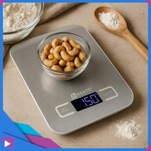 Waga Kuchenna Elektroniczna ASATO® - 10kg/1g Precyzja - Funkcja TARA - Podświetlany LCD