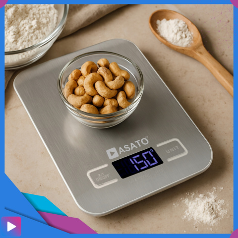 Waga Kuchenna Elektroniczna ASATO® - 10kg/1g Precyzja - Funkcja TARA - Podświetlany LCD