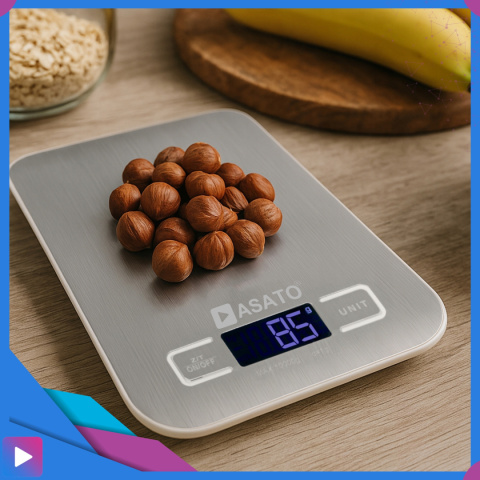 Waga Kuchenna Elektroniczna ASATO® - 10kg/1g Precyzja - Funkcja TARA - Podświetlany LCD